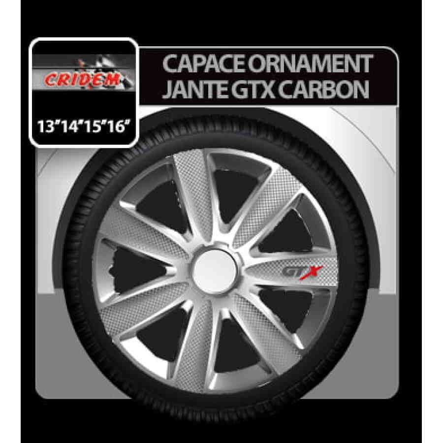 Capace roti auto GTX Carbon 4buc - Argintiu - 16''