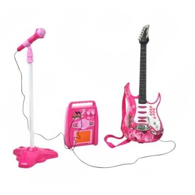 Chitara electrica cu amplificator si microfon pentru copii